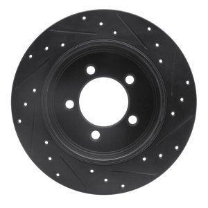 Ford Explorer Brake Rotor (1) - Rear Left - R1 Concepts - Drilled & Slotted - Black - `02-`10